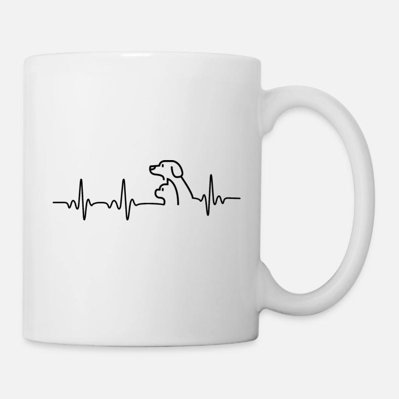 Rythme cardiaque chat et chien - Mug blanc - blanc