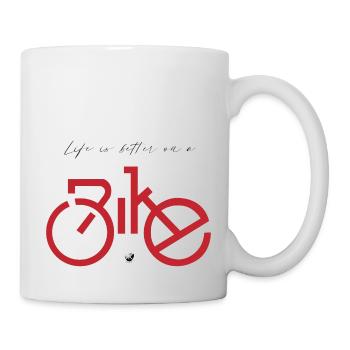Fahrrad Abbildung mit Inschrift - Tasse - Weiß - Rechts