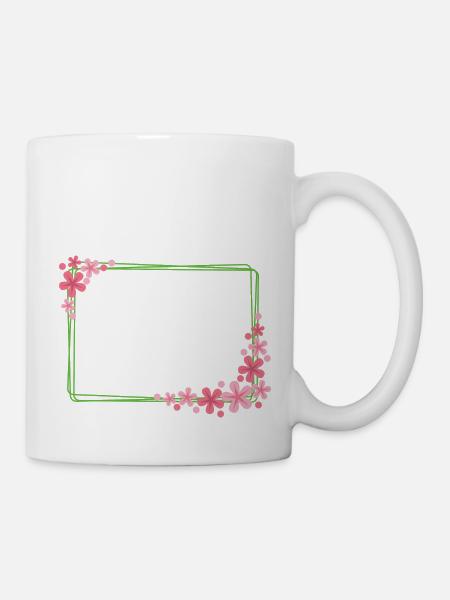 Rahmen mit Blumen - Tasse - Weiß