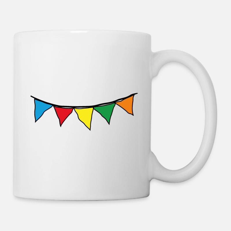 Wimpel Girlande _outline_black_truecolor - Tasse - Weiß