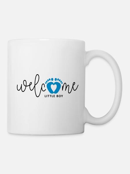 Baby Junge ist geboren. Geburtskarten. - Tasse - Weiß