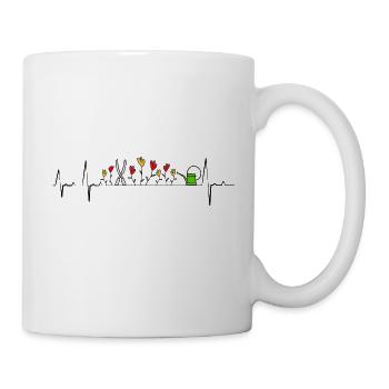 Herzschlag Gartenarbeit Geschenk für Gärtner - Tasse - Weiß - Rechts