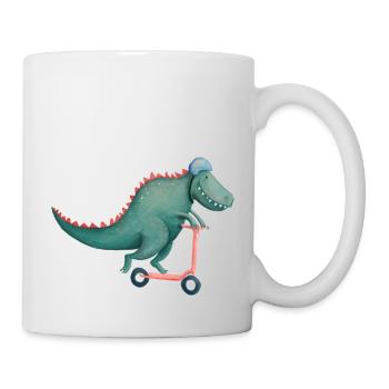 T-Rex fährt E-scooter - Tasse - Weiß - Rechts