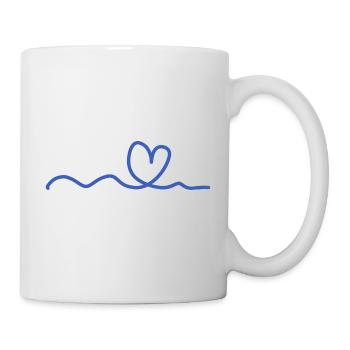 ligne de coeur bleu - Mug blanc - blanc - Droite