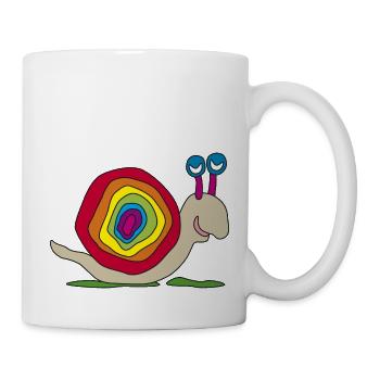 bunt Schnecke Stielauge Regenbogen Kinder Graffiti - Mug - white - Right