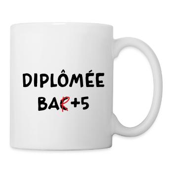 Diplômée Bar +5 - Mug blanc - blanc - Droite