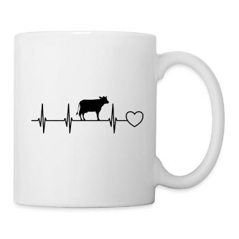 Kuh Herzschlag Puls EKG - Tasse - Weiß - Rechts