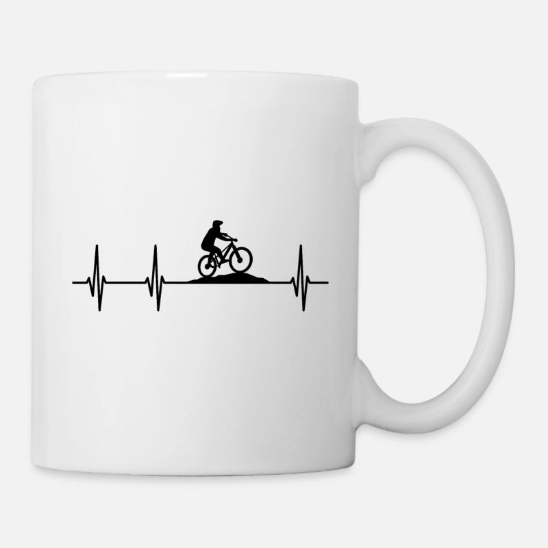 Mountain Bike Heartbeat Pulse ECG - Mug - white