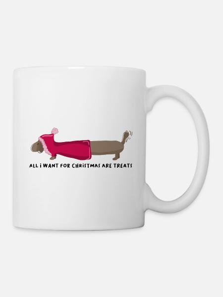 Weihnachtshund Dackel lustiger Spruch - Tasse - Weiß