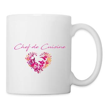 ungarische blumen, herz, Herz, chef de cuisine - Tasse - Weiß - Rechts