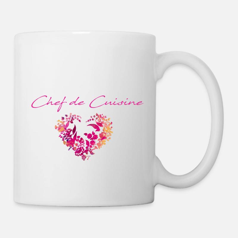 ungarische blumen, herz, Herz, chef de cuisine - Tasse - Weiß
