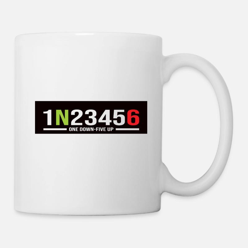 Motorrad Gänge 1N23456 One Down-Five Up - Tasse - Weiß