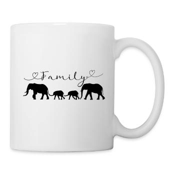 Elefanten Familie Family Schriftzug schwarz - Tasse - Weiß - Rechts