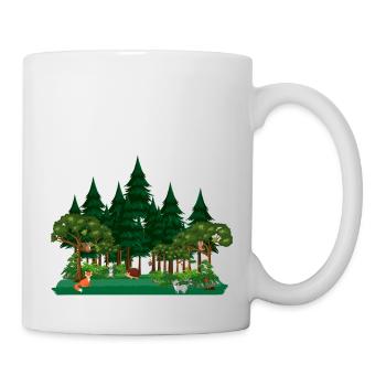 Waldtiere Bäume Wilde Natur Natur - Tasse - Weiß - Rechts