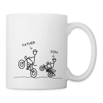 Figure de bâton père et fils sur la moto - Mug blanc - blanc - Droite