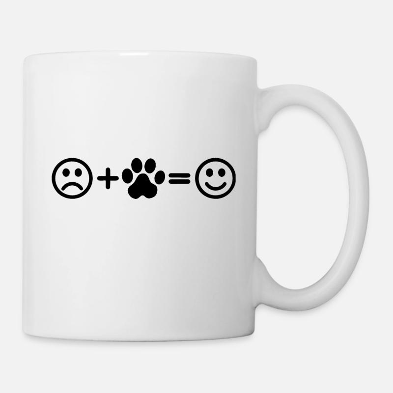 Hunde Pfote Smiley - Tasse - Weiß
