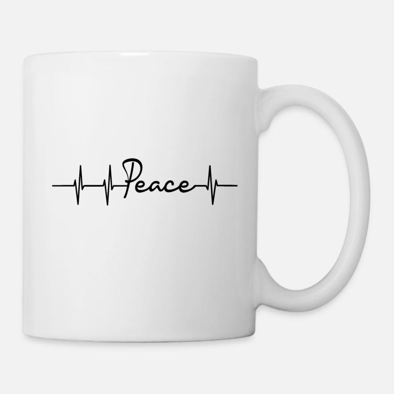 Peace Herzfrequenz - Tasse - Weiß
