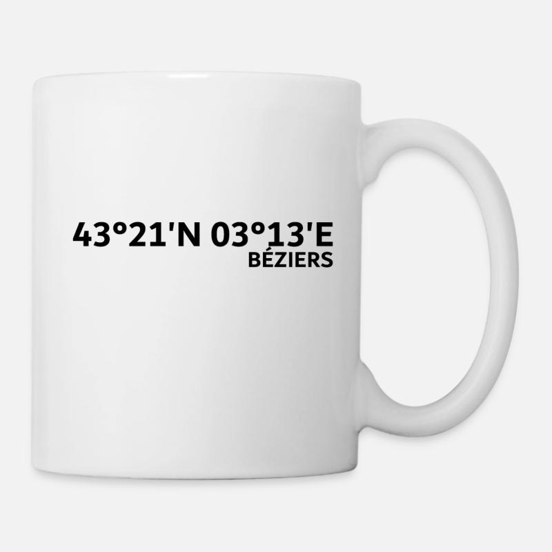 Coordonnées de Béziers - Mug blanc - blanc