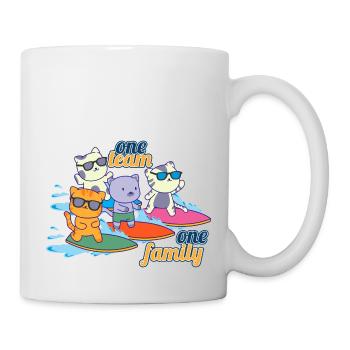 team family cat surfing department head mother - Mug - white - Right
