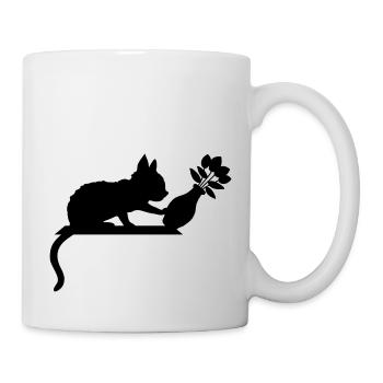 Blumenvase umstoßen freche Katze - Tasse - Weiß - Rechts