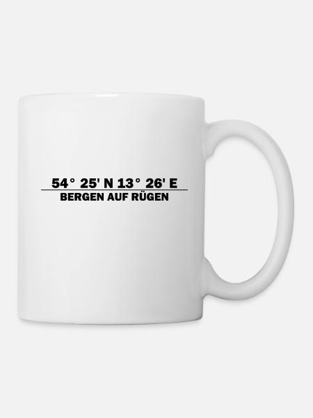 Bergen auf Rügen Koordinaten - Tasse - Weiß