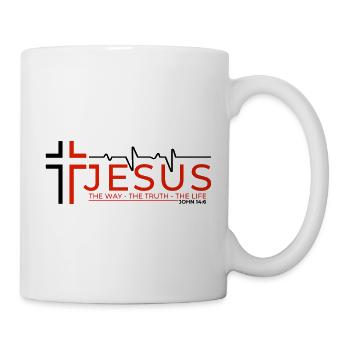 Jesus Christus Bibelvers Weg Wahrheit Leben Christ - Tasse - Weiß - Rechts
