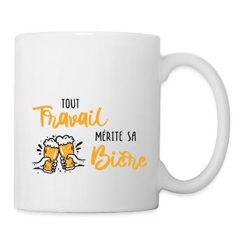 Tout travail mérite sa bière ! - Mug blanc - blanc - Droite