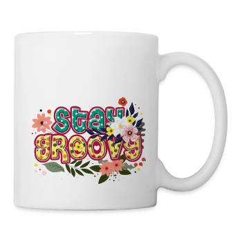 Stay Groovy hippie peace design - Mug - white - Right