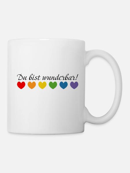 Regenbogenherzchen du bist wunderbar - Tasse - Weiß