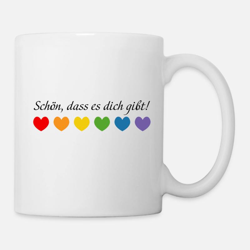 Regenbogenherzchen schoen dass es dich gibt - Tasse - Weiß