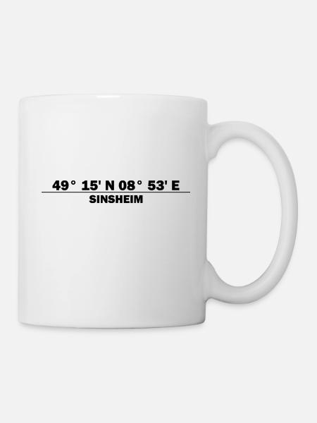 Sinsheim Koordinaten - Tasse - Weiß