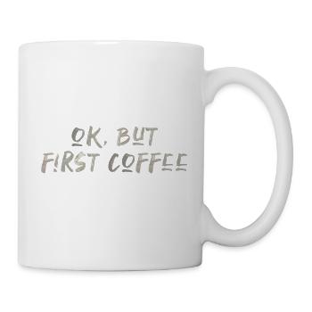 ok premier café café disant police petit déjeuner - Mug blanc - blanc - Droite