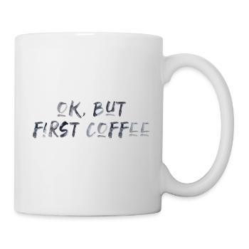 ok premier café café disant police petit déjeuner - Mug blanc - blanc - Droite