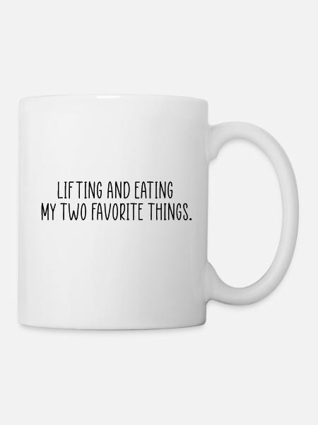 lifting and eating gym quote - Mug - white
