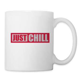 Just Chill Text Logo - Tasse - Weiß - Rechts