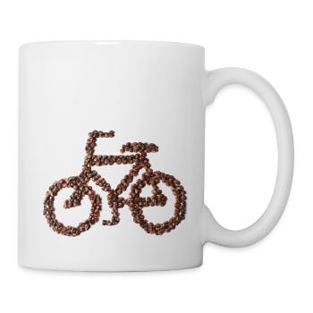Vélo en grains de café Drôle de buveur de café - Mug blanc - blanc - Droite