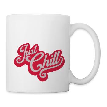 Just Chill Text Logo - Tasse - Weiß - Rechts