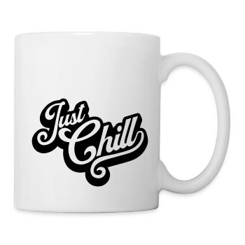 Just Chill Text Logo - Tasse - Weiß - Rechts