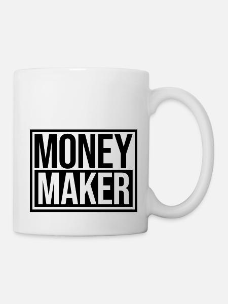 Money Maker Schild Reich - Tasse - Weiß