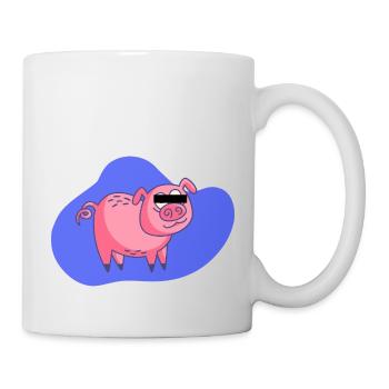 Cartoon Schwein - Tasse - Weiß - Rechts