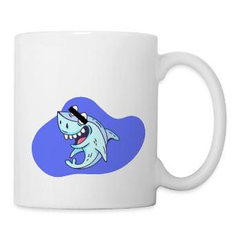 Cartoon Hai - Tasse - Weiß - Rechts