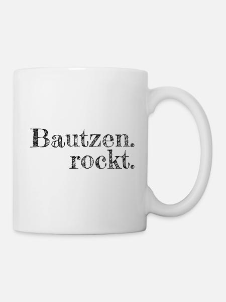 Bautzen rockt - Textdesign mit Stadtnamen - Tasse - Weiß