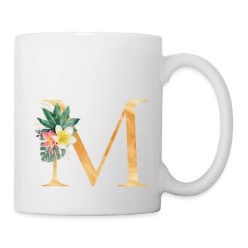 Personalisierbar Monogramm M Tropisch Botanik - Tasse - Weiß - Rechts