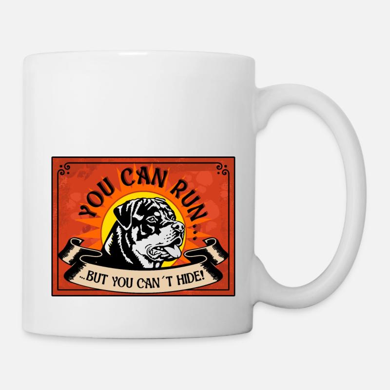 VOUS POUVEZ COURIR MAIS VOUS NE POUVEZ PAS CACHER Rottweiler Nr2 - Mug blanc - blanc