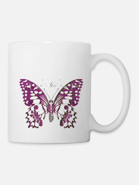 schönes Schmetterling T-Shirt - Tasse - Weiß