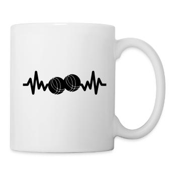 Petanque ist Leben, Bowler, Petanque-Bälle - Tasse - Weiß - Rechts