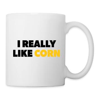 "I Really Like Corn" text in black & yellow - Mug - white - Right