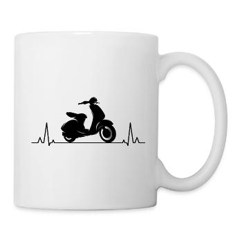 Roller Fahrer Scootering Motorrad Moped Herzschlag - Tasse - Weiß - Rechts