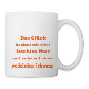 Das Glück beginnt mit ... * Farbänderung möglich - Tasse - Weiß - Rechts