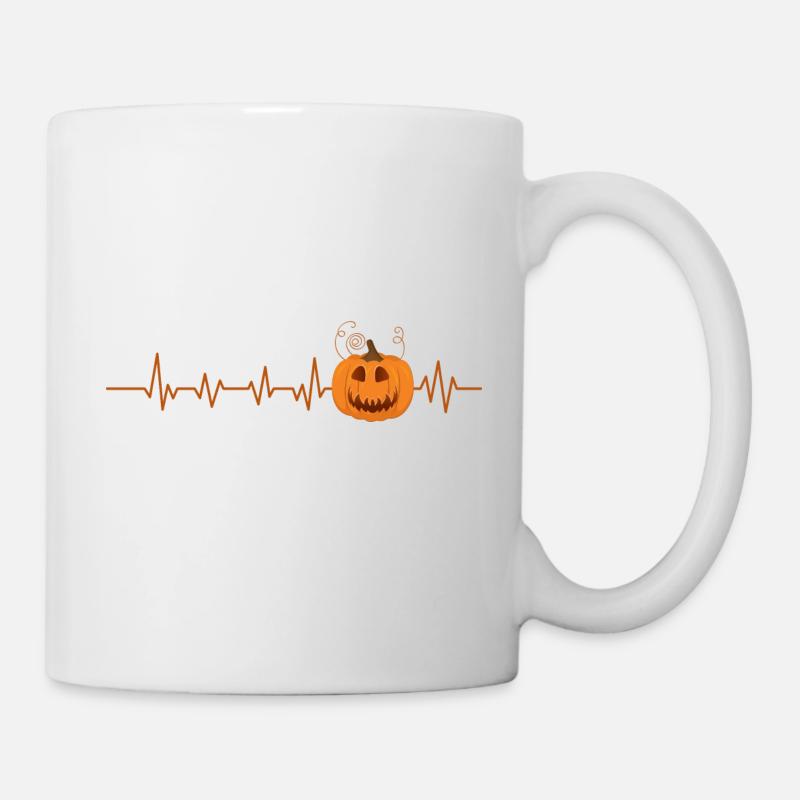 Halloween Pumpkin Heartbeat - Mug blanc - blanc